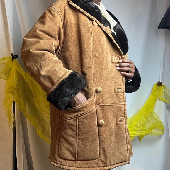 Suede Leather Faux Fur Jacket - Picture 2 of 3